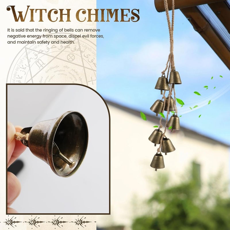 Ausicfen 2 Pack Witch Bells for Door Knob Protection Outdoor Bells Hanging Bells for Door knob Witches Bells Magic Wind Chimes for Home Protection Witch Bells Kit (Two Styles) - Image 4